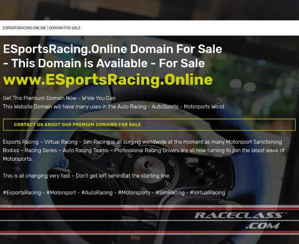 Full Size Image ESports Racing Online Domain For Sale