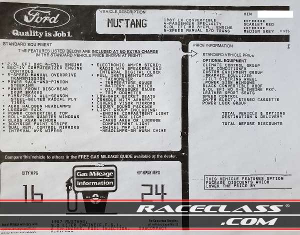 Full Size Image 87 FoxBody Ford Mustang LX Convertible 5.0L V8 For Sale - 17