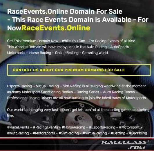 Full Size Image RaceEvents.Online Internet Domain For Sale