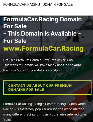 Full Size Image FormulaCar.Racing Domain For Sale